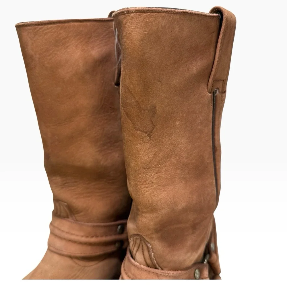 Botas Doble L Square Toe Brown Leather Biker Harness Boots Mens 28 MEX / 11 US